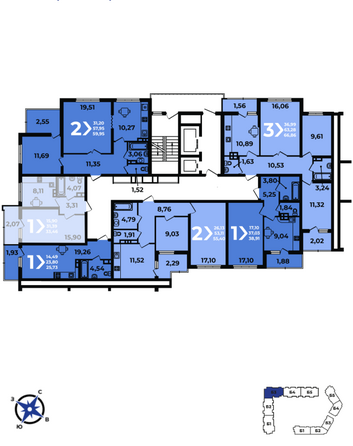 План 3-17 этажа 3 подъезд