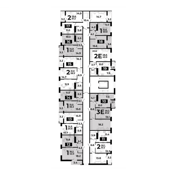 Планировка типового этажа, подъезд 1