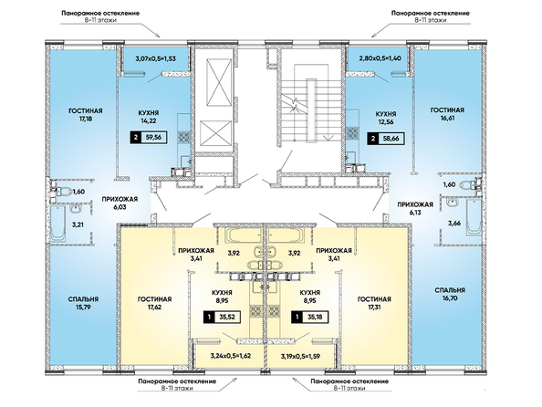 Типовой план этажа 4 подъезд