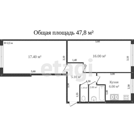 
   Продам 2-комнатную, 50 м², Маяковского ул, 2

. Фото 1.