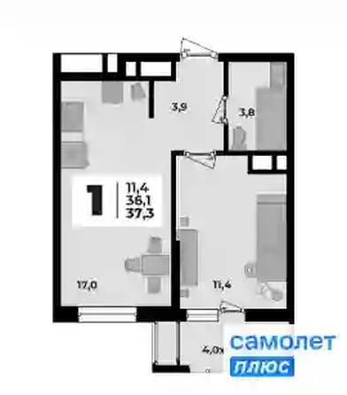 
  Продается 1-комн. квартира 37.3 м², в ЖК Родной дом 2, литер 1. Фото 8.