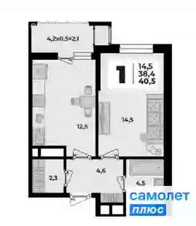 
  Продается 1-комн. квартира 40.5 м², в ЖК Родной дом 2, литер 1. Фото 8.