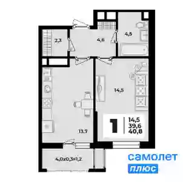 
  Продается 1-комн. квартира 40.8 м², в ЖК Родной дом 2, литер 1. Фото 8.