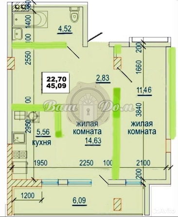 
   Продам 2-комнатную, 46 м², Дивноморская ул, 37бк4

. Фото 2.