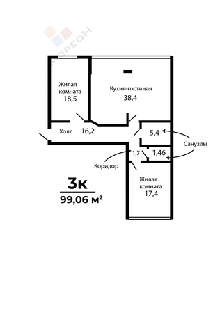 
   Продам 3-комнатную, 87 м², Сормовская ул, 208/2

. Фото 2.