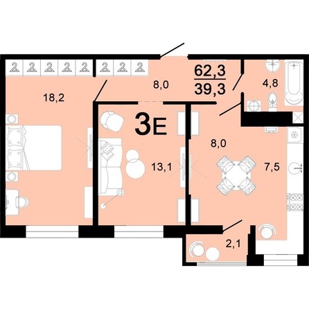 
   Продам 3-комнатную, 62.3 м², Горячий, литера 3

. Фото 1.