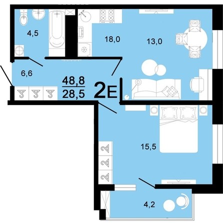 
   Продам 2-комнатную, 48.8 м², Горячий, литера 4

. Фото 1.