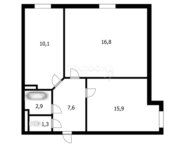 
   Продам 2-комнатную, 65.4 м², 1-го Мая ул, 299

. Фото 13.