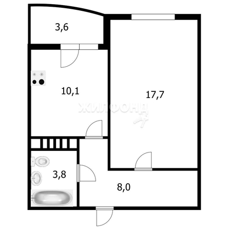 
   Продам 1-комнатную, 43.2 м², Валерия Гассия ул, 4/7к2

. Фото 11.