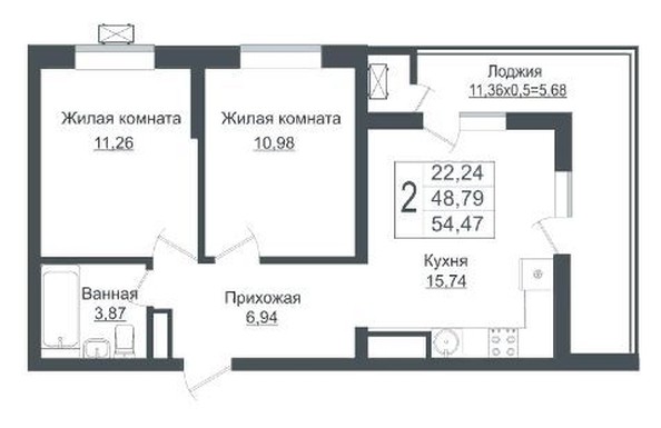 
   Продам 2-комнатную, 54.47 м², Зеленый театр, литера 4

. Фото 1.