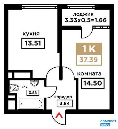 
   Продам 1-комнатную, 37.39 м², Сердце

. Фото 2.