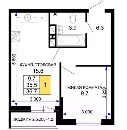 
   Продам 1-комнатную, 36.7 м², Позднякова ул, 2 к16

. Фото 8.