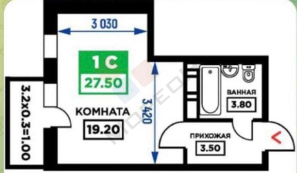 
   Продам студию, 26.6 м², Отражение, 2 очередь литера 4

. Фото 6.