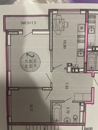 
   Продам 2-комнатную, 48 м², Рождественская ул, 42

. Фото 10.