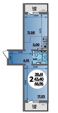 
   Продам 1-комнатную, 46.96 м², Генерала Трошева Г.Н. ул, 21

. Фото 1.