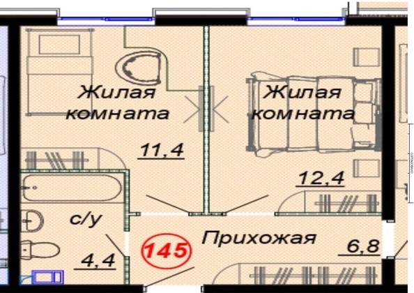 
   Продам 1-комнатную, 29.9 м², Российская ул, уч12

. Фото 12.