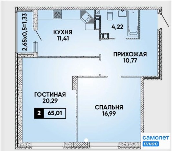 
   Продам 2-комнатную, 65 м², Героя Георгия Бочарникова ул, 8

. Фото 1.