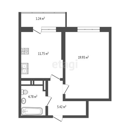 
   Продам 1-комнатную, 41.7 м², Стахановская ул, 1/5/1

. Фото 7.