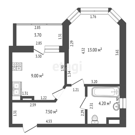 
   Продам 1-комнатную, 33.7 м², Красных Партизан ул, 1/4 к16

. Фото 9.