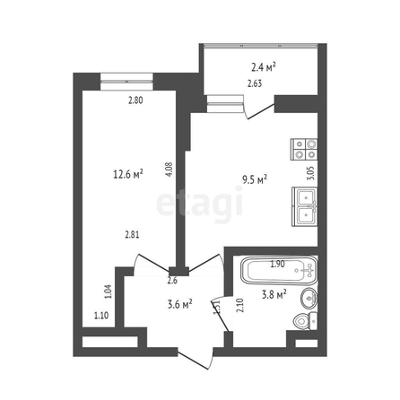 
   Продам 1-комнатную, 30.2 м², Западный Обход ул, 42/3  1

. Фото 24.