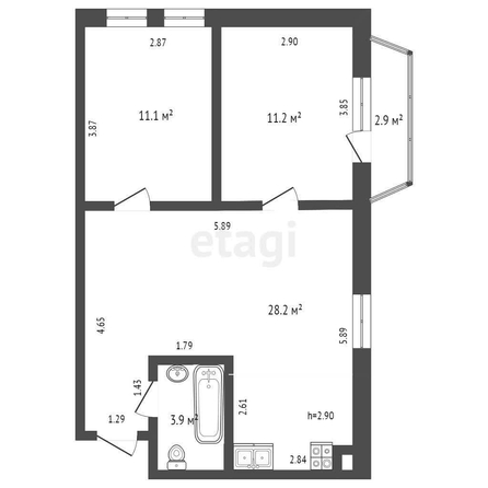 
   Продам 2-комнатную, 54.4 м², Тургенева ул, 3а/12

. Фото 14.