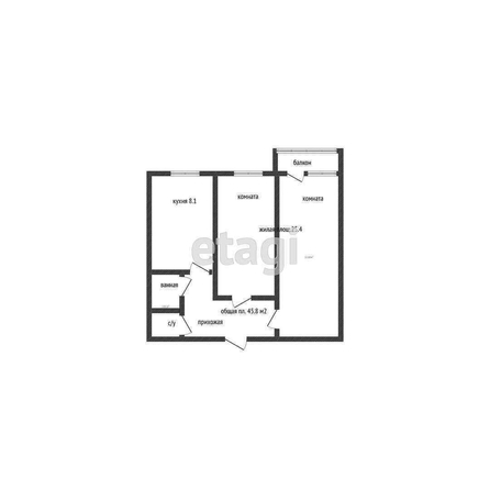 
   Продам 2-комнатную, 45.8 м², Аэродромная ул, 10/2

. Фото 7.