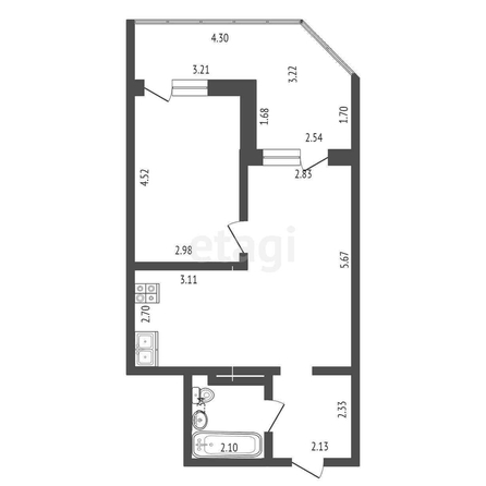 
   Продам 2-комнатную, 47.3 м², Любимово мкр, 18к1

. Фото 17.