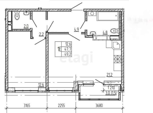 
   Продам 1-комнатную, 49.2 м², Конгрессная ул, 19/1

. Фото 16.