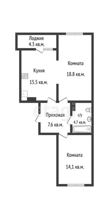 
   Продам 2-комнатную, 60.7 м², Питерская ул, 40

. Фото 13.