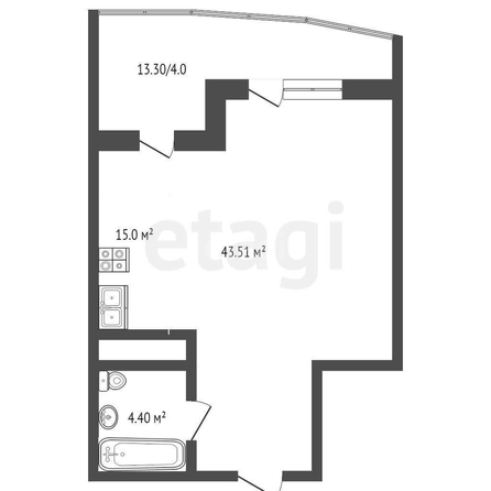 
   Продам 2-комнатную, 52 м², Старокубанская ул, 131/1

. Фото 6.