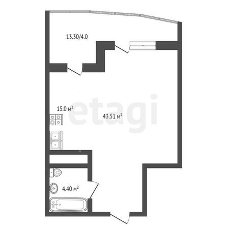 
   Продам 2-комнатную, 52 м², Старокубанская ул, 131/1

. Фото 7.