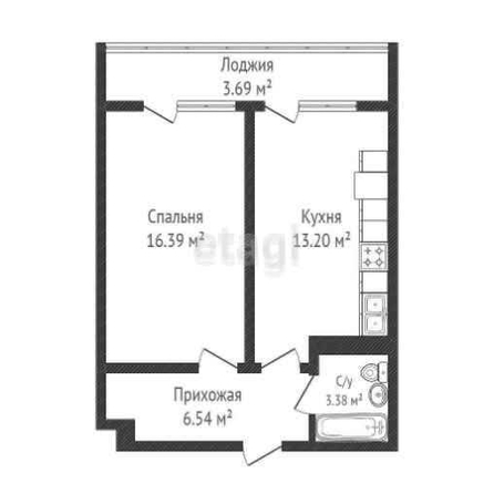 
   Продам 1-комнатную, 39.5 м², Старокубанская ул, 124

. Фото 7.