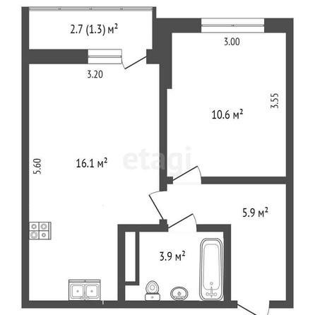 
   Продам 1-комнатную, 36.5 м², Позднякова ул, 2 к15

. Фото 16.