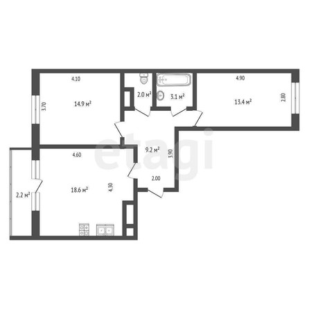 
   Продам 2-комнатную, 63.4 м², Домбайская ул, 55

. Фото 16.