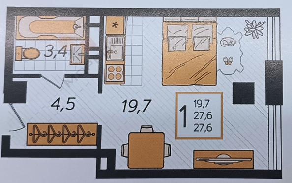 
   Продам студию, 27.6 м², Уральская ул, 75/6

. Фото 2.