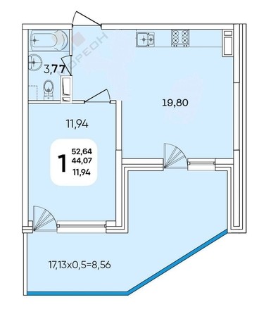 
   Продам 1-комнатную, 52.6 м², Любимово мкр, 16

. Фото 18.