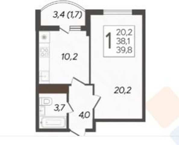 
   Продам 1-комнатную, 39.8 м², Валерия Гассия ул, 4/7лит22

. Фото 8.