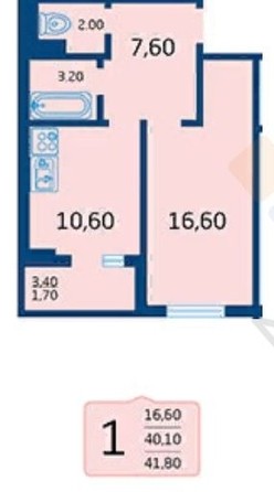 
   Продам 1-комнатную, 41.9 м², 40-летия Победы ул, 186к1

. Фото 13.
