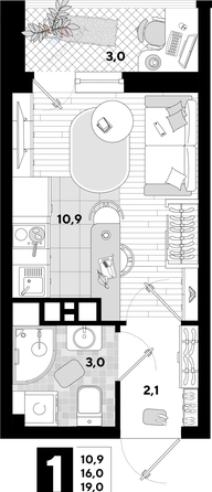 
   Продам студию, 19 м², Западный Обход ул, 57лит29

. Фото 7.