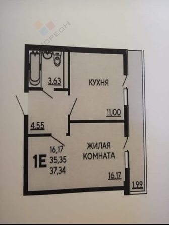 
   Продам 1-комнатную, 38 м², краеведа Соловьёва В.А. ул, 6к5

. Фото 11.