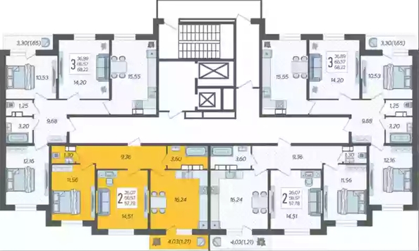 
   Продам 2-комнатную, 57.78 м², Жириновского ул, 1к2

. Фото 2.