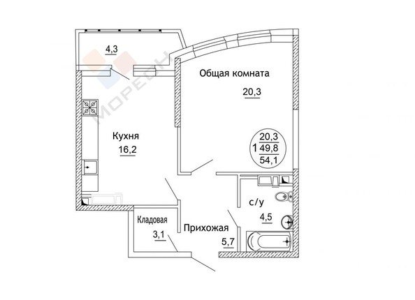 
   Продам 1-комнатную, 54.1 м², Черниговская ул, 1

. Фото 8.