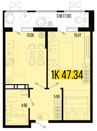 
   Продам 1-комнатную, 47.34 м², Цветной бульвар, литер 3

. Фото 4.