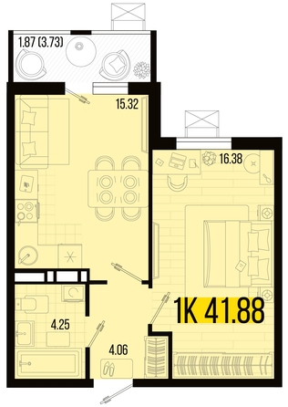 
   Продам 1-комнатную, 41.88 м², Цветной бульвар, литер 1

. Фото 4.