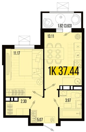 
   Продам 1-комнатную, 37.44 м², Цветной бульвар, литер 1

. Фото 4.
