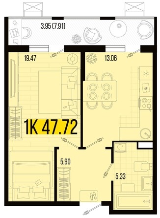 
   Продам 1-комнатную, 47.72 м², Цветной бульвар, литер 1

. Фото 4.