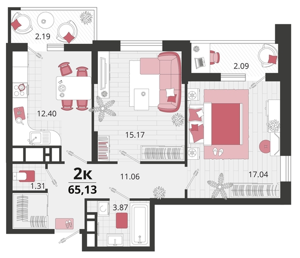 
   Продам 2-комнатную, 65.13 м², Родные просторы, литера 24

. Фото 4.