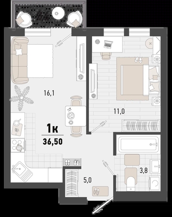 
   Продам 1-комнатную, 36.5 м², Барса, 3В литер

. Фото 1.