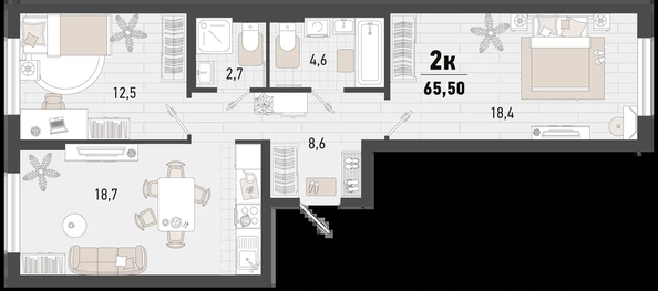 
   Продам 2-комнатную, 65.5 м², Барса, 3В литер

. Фото 1.