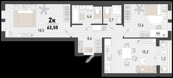 
   Продам 2-комнатную, 63.5 м², Барса, 4В литер

. Фото 1.